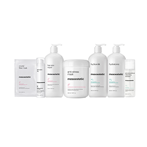 <b>Profesjonalna pielęgnacja pozabiegowa, mesoestetic</b><br>Dystrybutor: mesoestetic <br><br> Linia 7 produktów do pielęgnacji pozabiegowej w gabinecie: pure renewing mask, anti-stress mask, crystal fiber mask, fast skon repair, hydravital mask, facial masage cream, skinretin 1%.