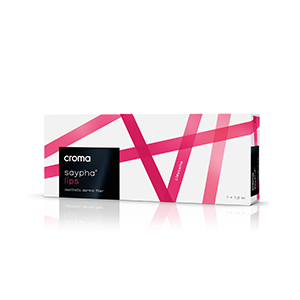 <b>Saypha® Lips Croma Pharma</b><br> Dystrybutor: Croma Pharma <br><br>  Przeznaczenie: Wyrób medyczny oparty na usieciowanym żelu z kwasu hialuronowego. Charakteryzuje się wysoką elastycznością i zdolnością do zwiększania objętości tkanek, co umożliwia skuteczne modelowanie ust. Dzięki zawartości lidokainy zmniejsza ból przy zabiegu.  Skład: Usieciowany hialuronian sodu 23 mg/ml z 0,3-proc. roztworem chlorowodorku lidokainy, bufor fosforanowy o pH 6,7–7,3 q.s., chlorek sodu.
