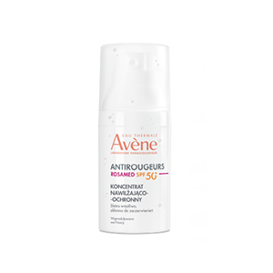 <b>ANTIROUGEURS ROSAMED SPF 50+, AVÈNE</b><br><br> Koncentrat nawilżająco-ochronny Rosamed SPF 50+ to lekki, bezzapachowy krem do codziennej pielęgnacji skóry wrażliwej i reaktywnej, który zmniejsza zaczerwienienia u źródła dzięki 6% Angiopausine™. Zapewnia bardzo wysoką ochronę przeciwsłoneczną przed UV i światłem niebieskim, nawilża przez 24 godziny, redukuje pieczenie i poprawia komfort skóry, dwukrotnie zmniejszając częstotliwość zaczerwienień już po dwóch tygodniach stosowania.