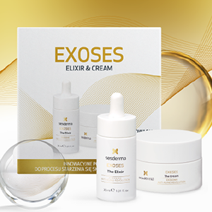 <b>EXOSES - KREM I ELIKSIR, MEDIDERMA</b><br><br> Przełom w pielęgnacji anti-aging i regeneracji skóry. Kluczowy składnik, egzosomy z Lactobacillus brevis, wspierają komunikację komórkową i procesy naprawcze, stymulują odnowę i regenerację tkanek. Eliksir o lekkiej konsystencji szybko się wchłania, dostarczając egzosomy, witaminę C, niacynamid oraz składniki nawilżające i depigmentujące. Bogaty krem wzmacnia efekt oraz poprawia jędrność skóry. To nowoczesna technologia w domowej pielęgnacji i doskonałe uzupełnienie zabiegów gabinetowych.