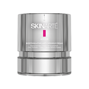 <b>BIOSTYMULUJĄCY KREM Z LINII AGELESS, SKINARTÉ</b><br><br> Bogaty, odżywczy krem, który skutecznie wygładza zmarszczki i przeciwdziała powstawaniu nowych. Zwiększa gęstość i elastyczność skóry, ujędrnia oraz przywraca długotrwały komfort. Zaawansowana formuła z polinukleotydami, peptydem biomimetycznym, ceramidami NP, hydroksyapatytem wapnia oraz biotechnologią Cellular Delivery System – połączeniem dermozgodnej bazy z ceramidami i nośników substancji aktywnych. Opracowana do pielęgnacji cery z pierwszymi i widocznymi oznakami starzenia.