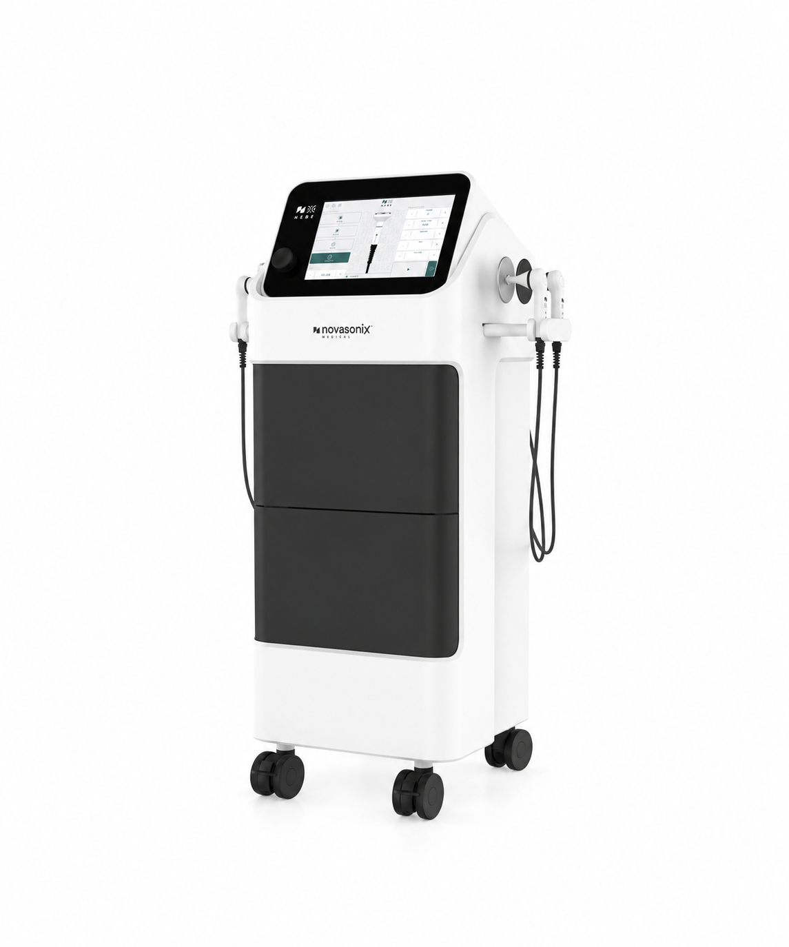 <b> HEBE Novasonix </b><br> Dystrybutor: ATTRE   <br><br> Zaawansowana platforma wykorzystująca radiofrekwencję, przeznaczona do kompleksowych zabiegów na twarz, ciało i skórę głowy, a także do procedur wspierających regenerację tkanek. Cztery sposoby dostarczania energii, szeroki wybór elektrod oraz unikalne połączenie radiofrekwencji rezystancyjnej z podciśnieniem pozwalają dopasować terapię do różnych obszarów, głębokości tkanek i wskazań zabiegowych. Zabiegi nie wymagają okresu rekonwalescencji, Platforma może być wykorzystywana jako element terapii wspomagającej po zabiegach chirurgii plastycznej i medycyny estetycznej. HEBE umożliwia pracę z energią RF na stałej częstotliwości 448 kHz w trybie monopolarnym pojemnościowym, monopolarnym rezystancyjnym oraz bipolarnym. Pozwala osiągnąć temperaturę terapeutyczną — 41°C w ok. 30 sekund. System Smart Time steruje proporcją pomiędzy czasem dostarczania energii a czasem odpoczynku tkanki podczas zabiegu.