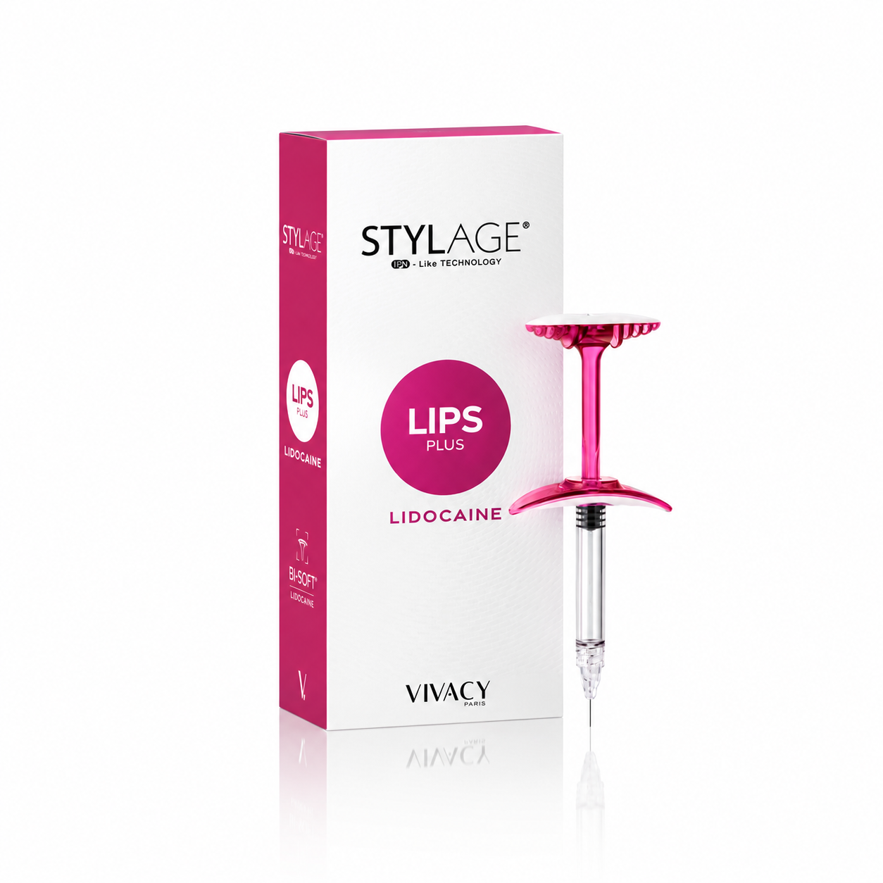 <b> STYLAGE® Lips Plus Bi-FLEX </b><br> Dystrybutor:  LABORATOIRES VIVACY POLSKA <br><br>  Produkt na bazie usieciowanego kwasu hialuronowego, przeznaczonym do korekcji, modelowania i zwiększania objętości ust. Formuła zawiera kwas hialuronowy 20 mg/g, antyoksydacyjny mannitol oraz lidokainę 0,3%, zwiększającą komfort zabiegu. Preparat umożliwia podkreślenie konturu i łuku Kupidyna, korekcję asymetrii, poprawę nawilżenia oraz wygładzenie zmarszczek wokół ust. System Bi-FLEX wspiera precyzyjne i kontrolowane podawanie preparatu.